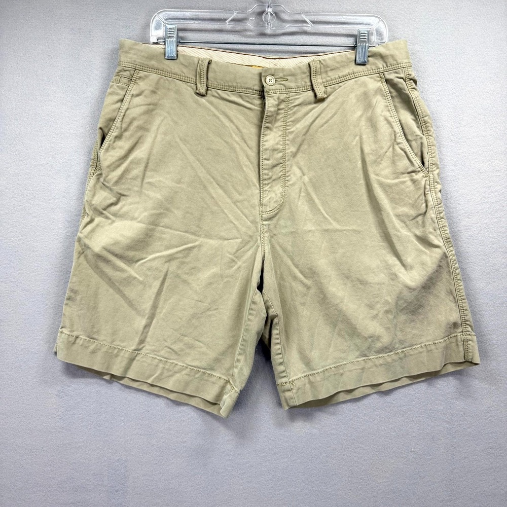 Tommy Bahama‎ Chino Shorts Mens 34 Beige Flat Front Casual 8.5" Preppy Golf